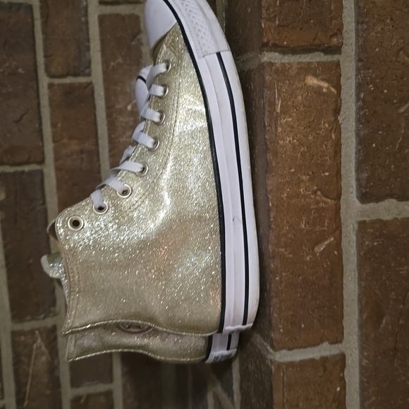 Converse All Star Shoes Glitter Sparkle GOLD Women’s 10‎ Hi Tops - Picture 3 of 6
